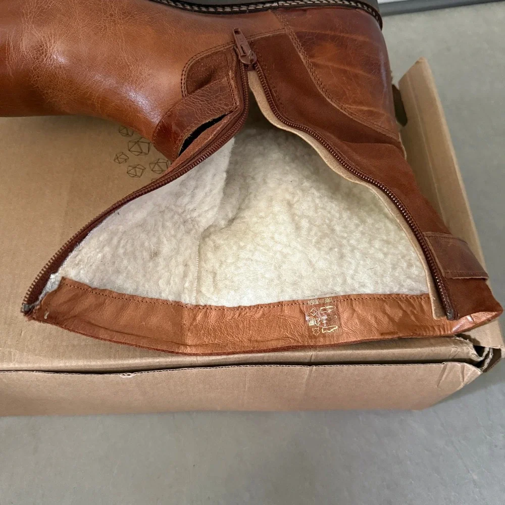 NoGRZ I.Jones Men Cognac Leather Suede Shearling Boots EU 45 Made in Portugal